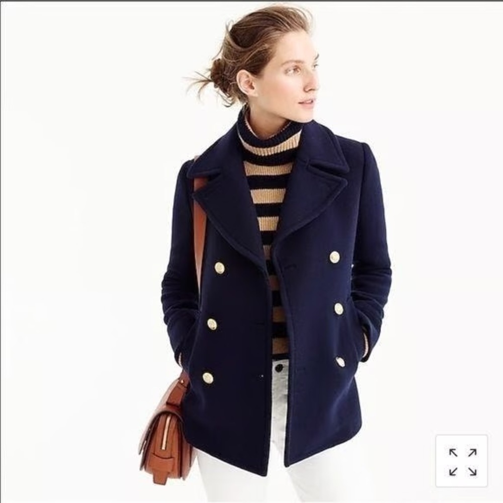 J. Crew | 0 | Classic Navy wool Pea Coat with Gold anchor Buttons heritage